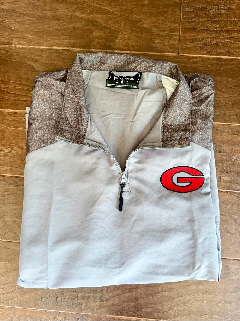 Holloway Men’s Light Gray Quarter-Zip Sweater with Red G Patch